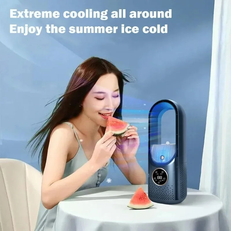 Portable mini air conditioner USB air cooler bladeless electric fan 6-speed silent timed air conditioner cooling fan humidifier